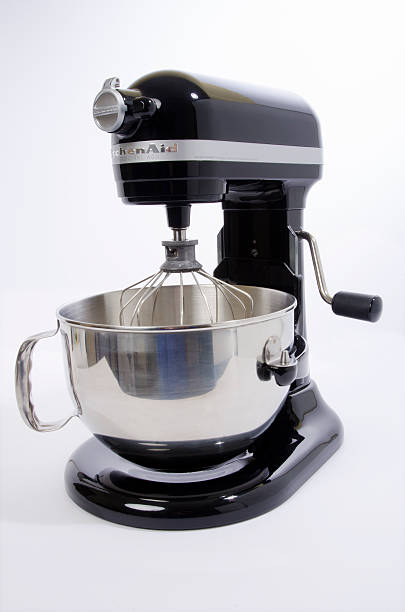 Belmont, North Carolina, USA - February 2, 2015: Studio shot of a Kitchen Aid Professional 600, black stand mixer isolated against a white background. Kitchen Aid, owned by Whirlpool Corporation, is an American home appliance maker since 1919.